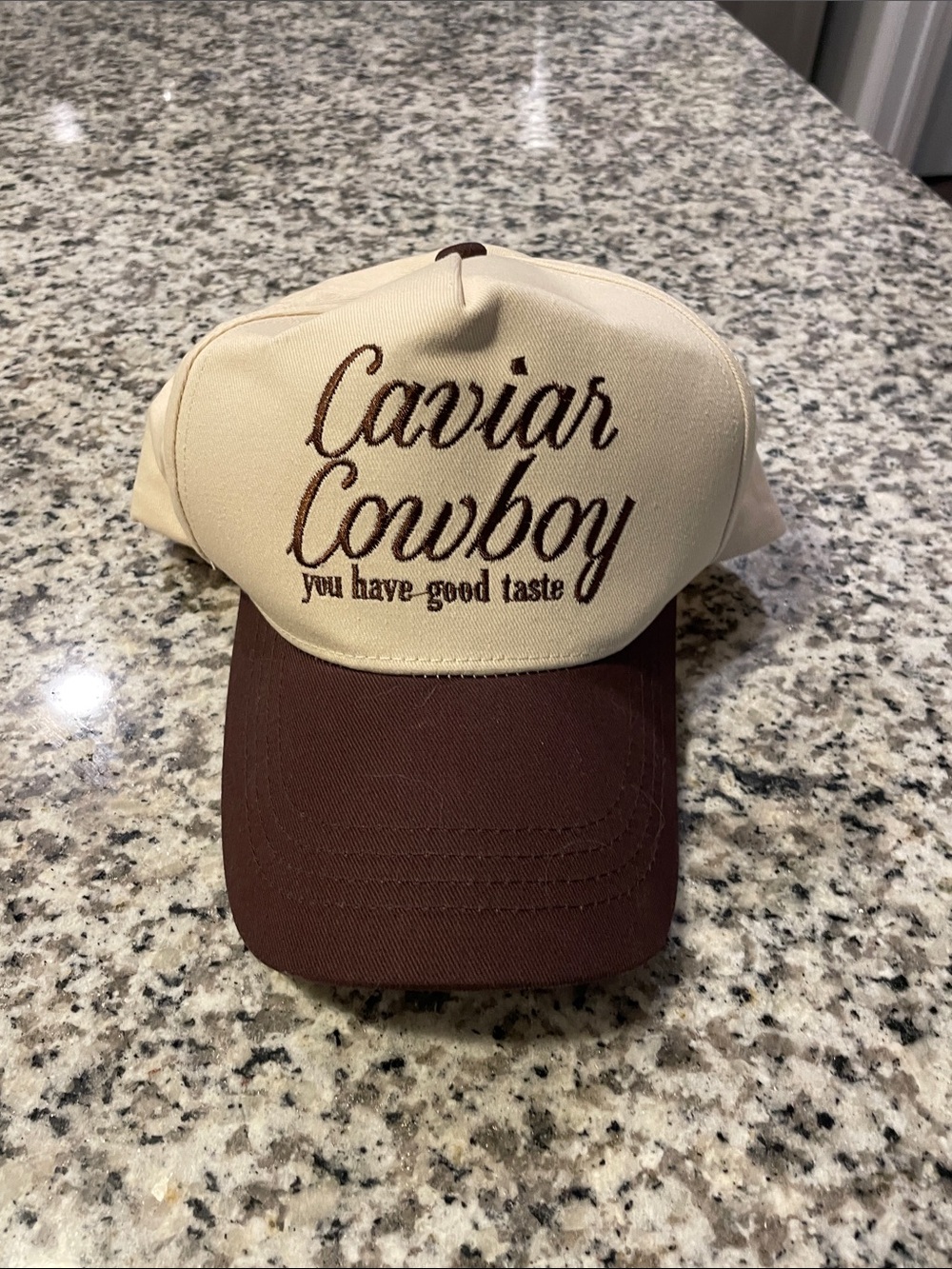 Caviar Cowboy Two-Tone Trucker Hat - Cream & Brown
